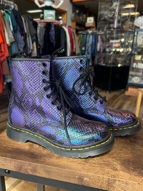 Dr.Martens 1460 Snake Print Embossed Leather Lace Up Boots